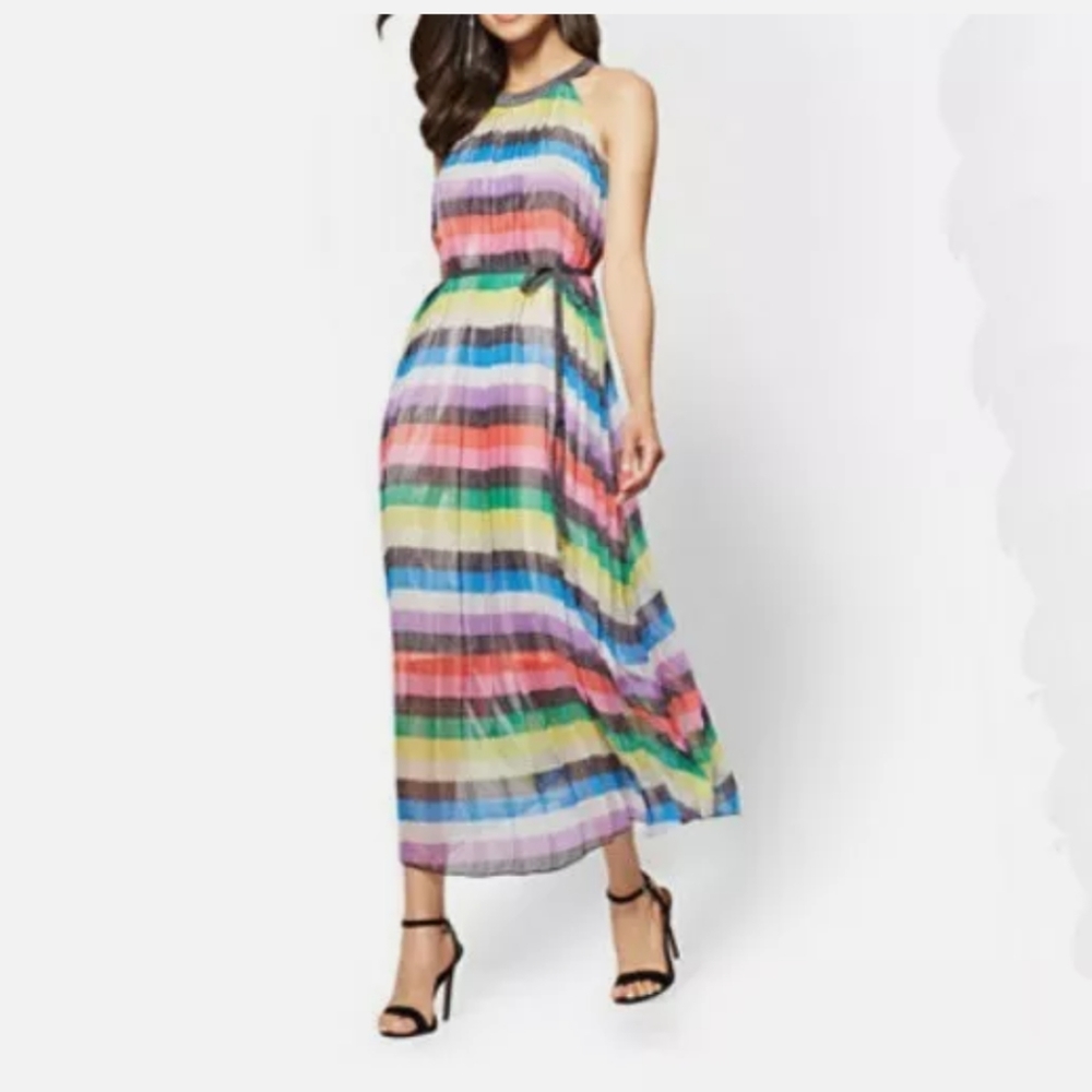 NEW YORK & COM STRIPE PLEATED OUTER MAXI SIZE XS